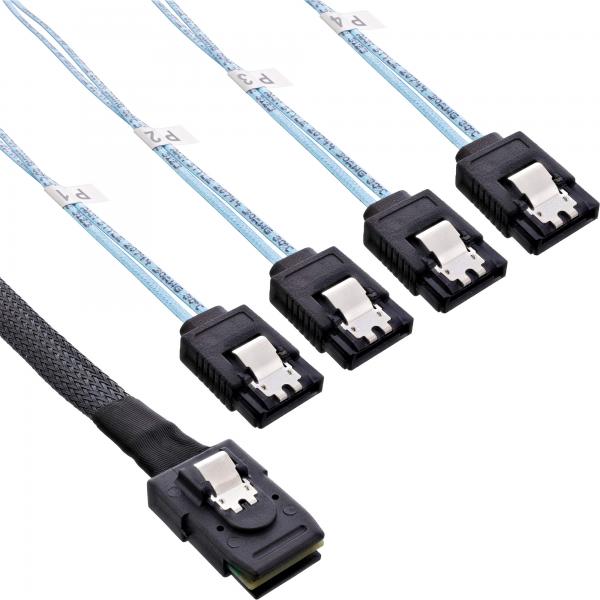 Cavo Di Collegamento Sas Inline - Mini Sas Sff8087 A 4x Sata - Crossover - Ocf - 0,75 M