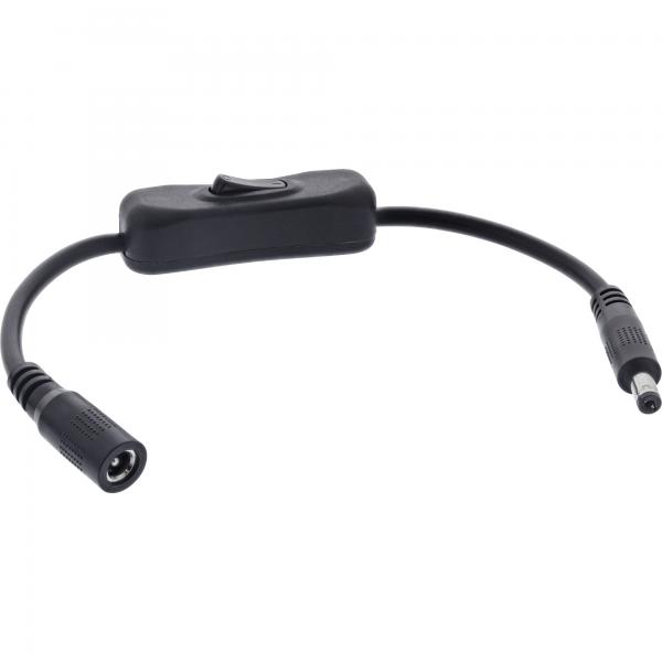 Cavo Dc Inline Con Interruttore - Dc St/bu 5,5x2,1mm - Awg 18 - Nero - 0,20m