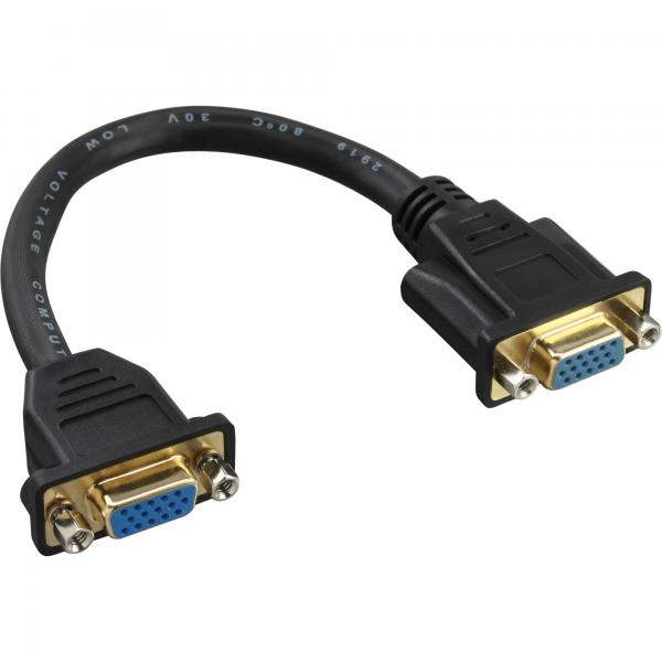 Inline Vga Adapterkabel - 15pol. Vga Bu/bu - Zum Einbau - Vergoldete Kont. - 0,2m