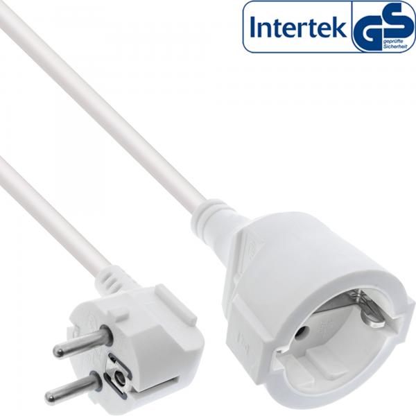 Inline StroM-Verlängerung Schutzkontakt Stecker Gewinkelt / Buchse - Weiß - 10m