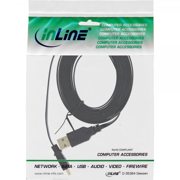 Inline Usb 2.0 Flachkabel - Usb A St An MinI-B St (5pol.) - Schwarz - 3m - Image 3