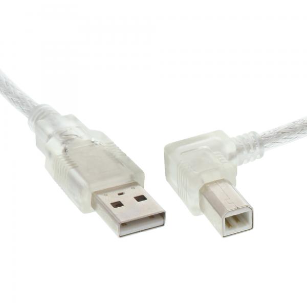 Inline Usb 2.0 Kabel - A An B Rechts Abgewinkelt - Transparent - 2m