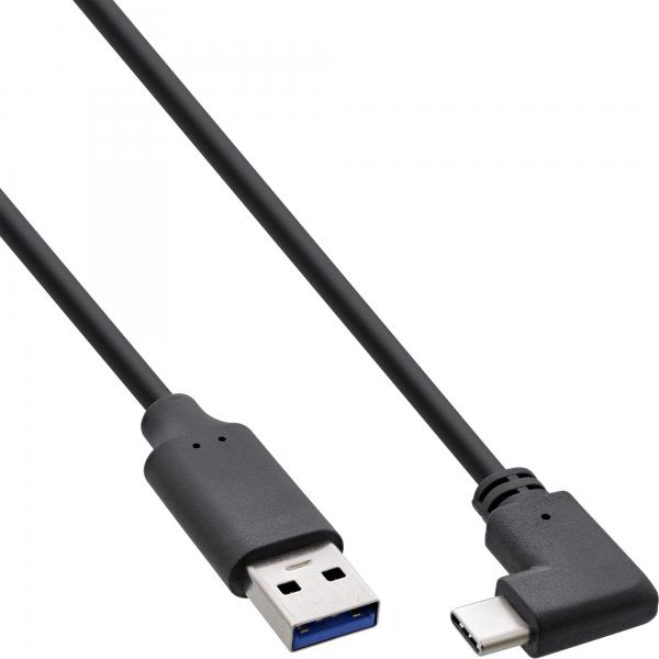 Inline Usb 3.2 Kabel - UsB-C Stecker Gewinkelt An A Stecker - Schwarz - 1m