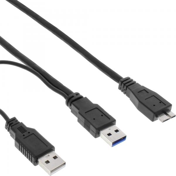 Inline Usb 3.2 Gen.1 Y-Kabel - 2x A An Micro B - Schwarz - 1,5m