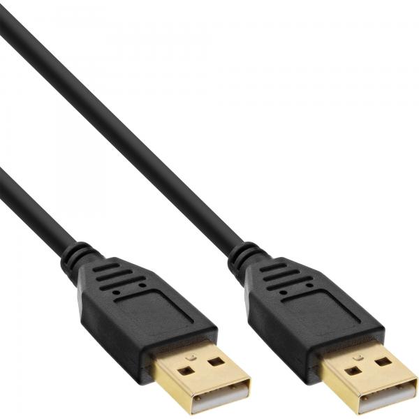 Inline Usb 2.0 Kabel - A An A - Schwarz - Kontakte Gold - 2m