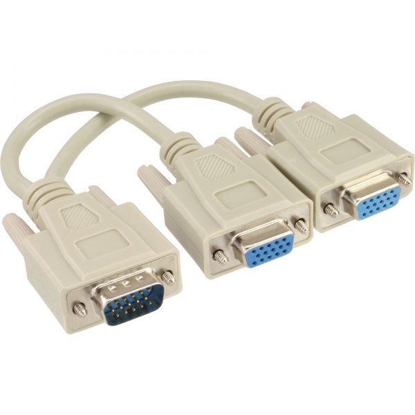 Inline Vga Y-Adapterkabel - Vga Stecker Auf 2x Vga Buchse
