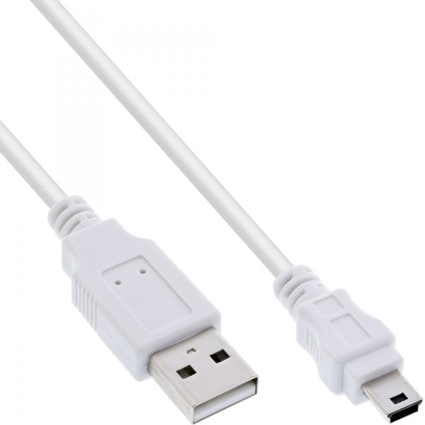 Inline Usb 2.0 MinI-Kabel - Usb A Stecker An MinI-B Stecker (5pol.) - Weiß - 0,5m