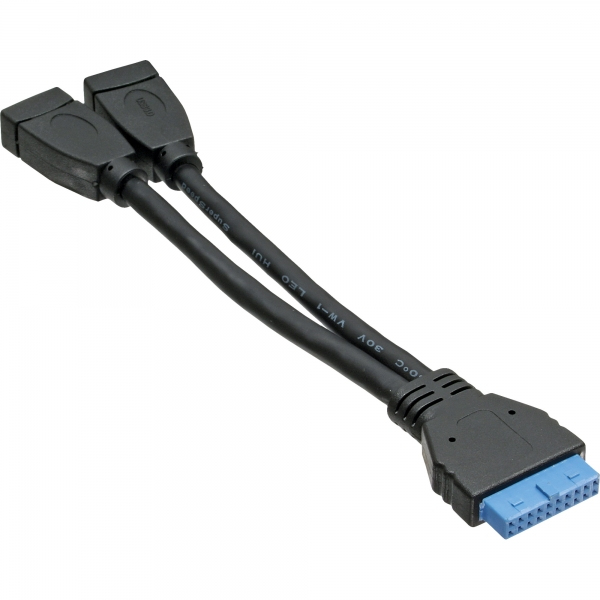 Inline Usb 3.0 Adapterkabel - 2x Buchse A Auf Pfostenanschluss 19polig - 0,15m