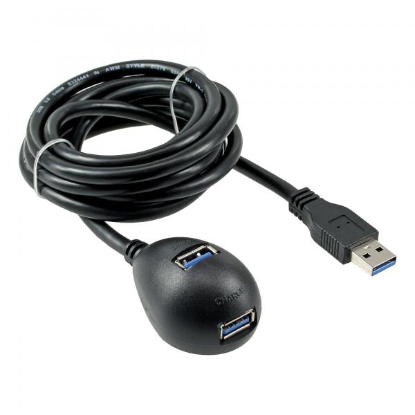 Inline Usb 3.2 Gen.1 Verl. - Usb A Stecker / Buchse - Schwarz - Mit Standfuß - 1m