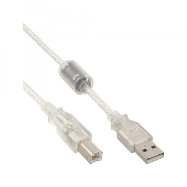 Inline Usb 2.0 Kabel - A An B - Transparent - Mit Ferritkern - 0,5m