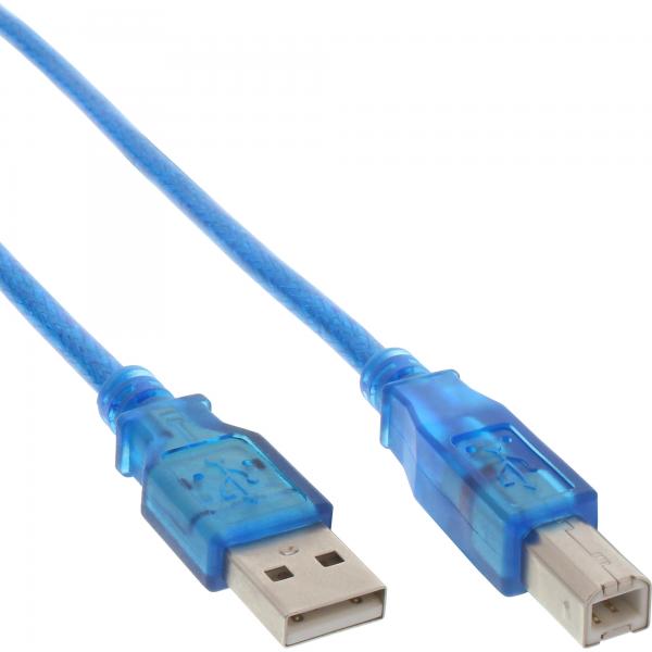 Inline Usb 2.0 Kabel - A An B - BlaU-Transparent - 3m