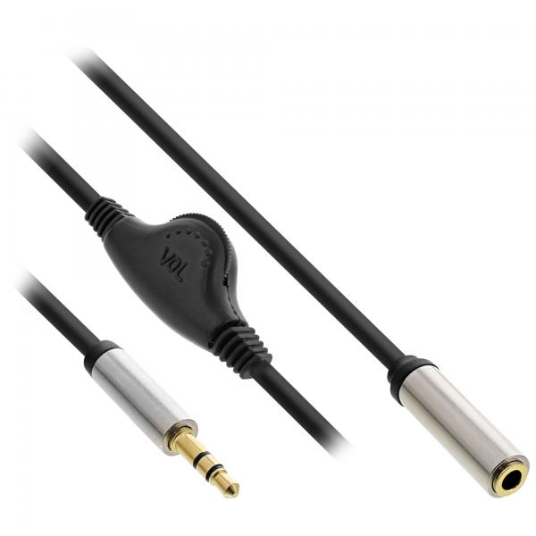Inline Slim Audio Kabel Klinke 3,5mm St / Bu - Mit Lautstärkeregler - 0,25m
