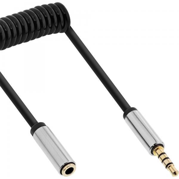 Inline Slim Audio Spiralkabel Klinke 3,5mm St/bu - 4-Polig - Stereo - 1m