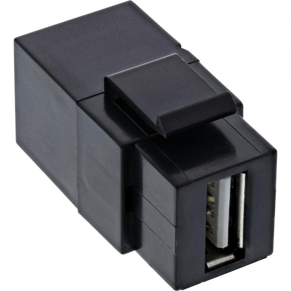 Inline Usb 2.0 Keystone SnaP-In Einsatz - UsB-A Bu/bu - Gewinkelt - Schwarz