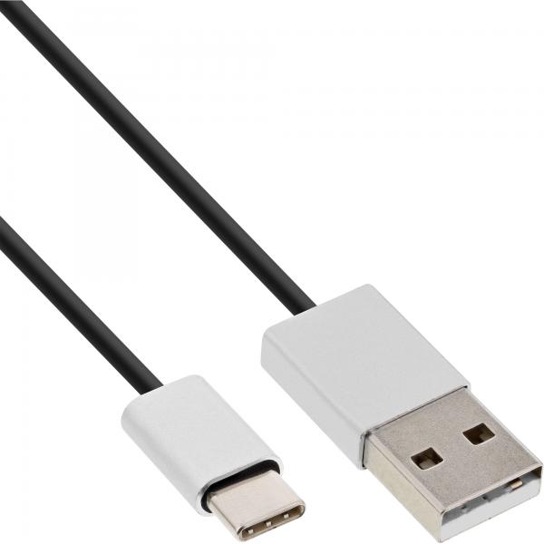 Inline Usb 2.0 Kabel - UsB-C Stecker An A Stecker - Schwarz/alu - Flexibel - 0,5m