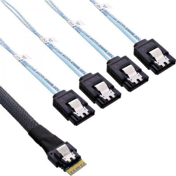 Inline Slim Sas Kabel - SfF-8654 4i Zu 4x Sata 7-Pin - 12gb/s - 1m
