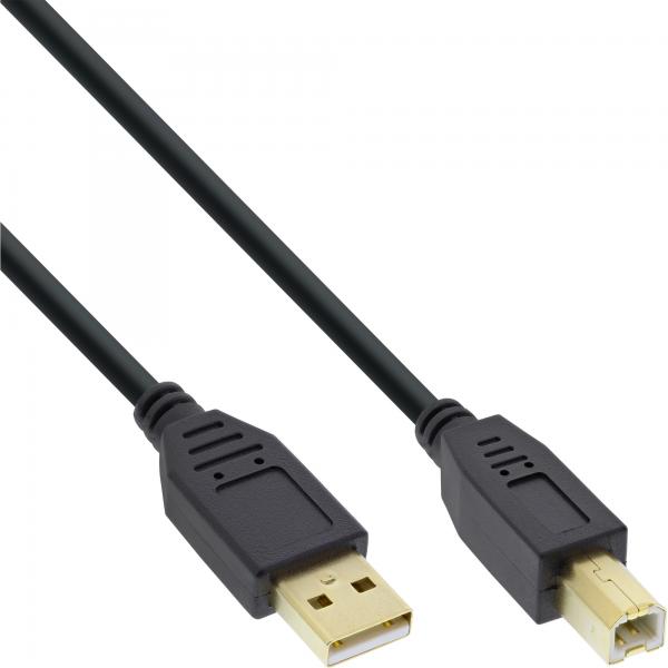 Inline Usb 2.0 Kabel - A An B - Schwarz - Kontakte Gold - 0,5m