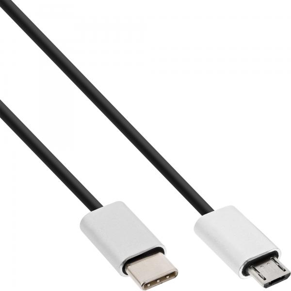 Inline Usb 2.0 Kabel - UsB-C St An MicrO-B St - Schwarz/alu - Flexibel - 0,5m