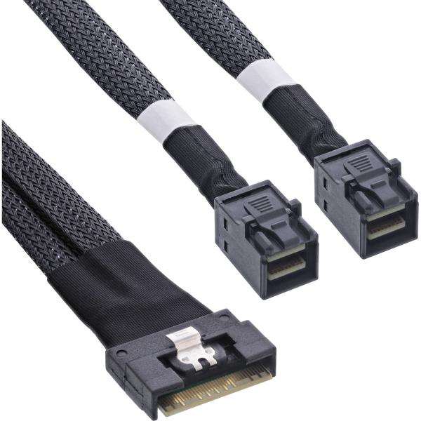 Cavo Sas Inline Slim, Da SfF-8654 8i A 2x SfF-8643, 0,75 M, 0,75 M, SfF-8654 8i, 2x SfF-8643, Dritto, Dritto, 24 Gbit/s