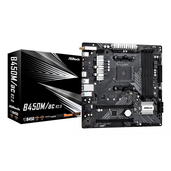 Asrock B450m/ac R2.0 Amd B450 Socket Am4 Micro Atx (asrock B450m/ac R2.0 Super Alloy Am4 Socket Motherboard, Micro Atx, 4x Ddr4 Slots, 1 X M.2 Socket