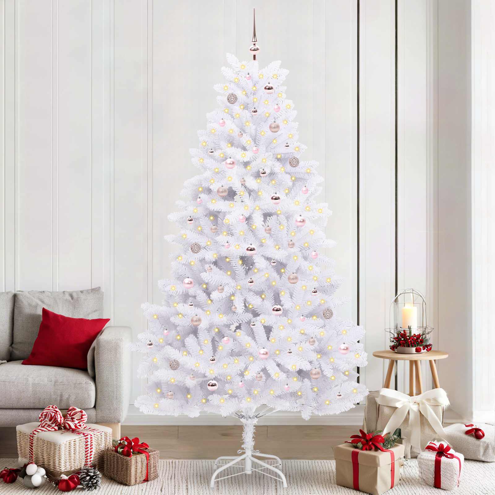 Albero Di Natale Artificiale Con Rami Pieghevoli Bianco 240 cm
