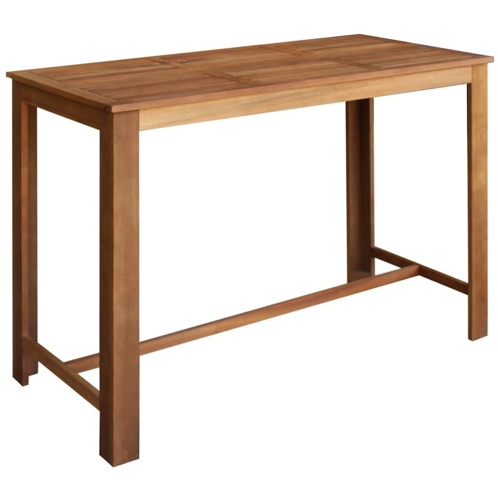 Tavolo E Sgabelli Bar Set 7 Pz In Legno Massello Di Acacia