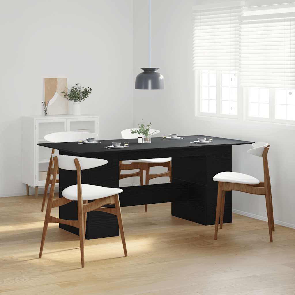 Tavolo Da Pranzo Rovere Nero 180x90x76 Cm Legno Multistrato