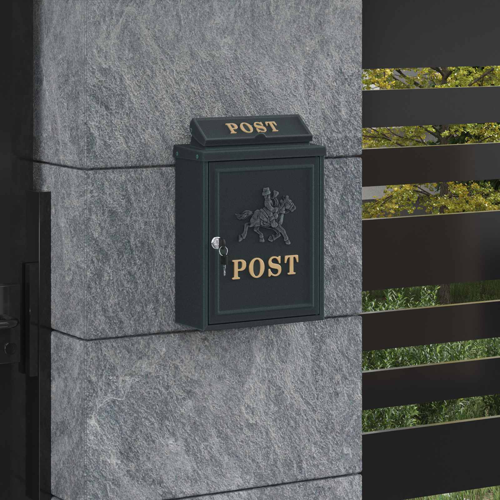 Cassetta Postale Da Muro Con Porta Verde 29 X 13 X 41 cm