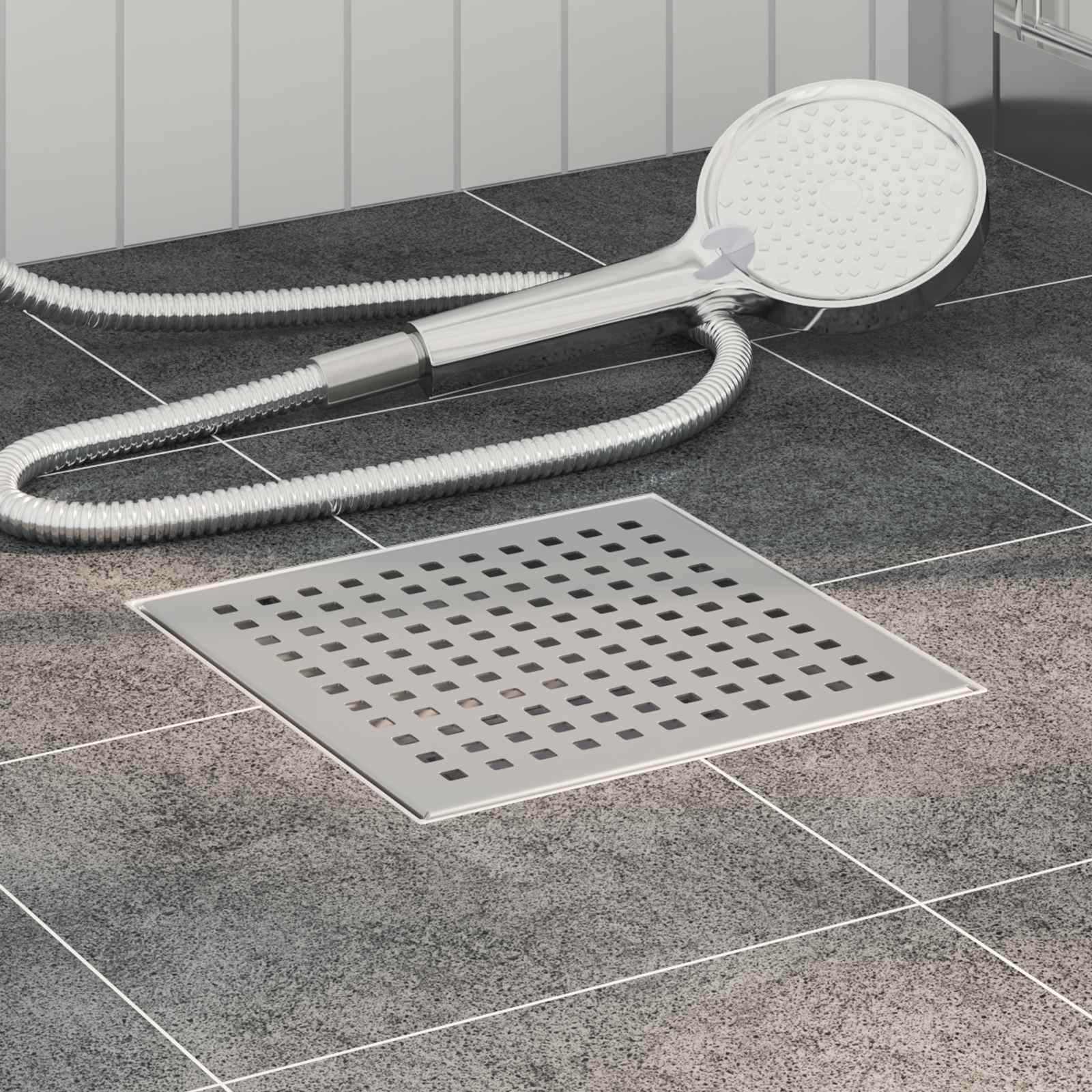 Scarico Doccia 2 In 1 Argento 20 X 20 Cm Acciaio Inox 304