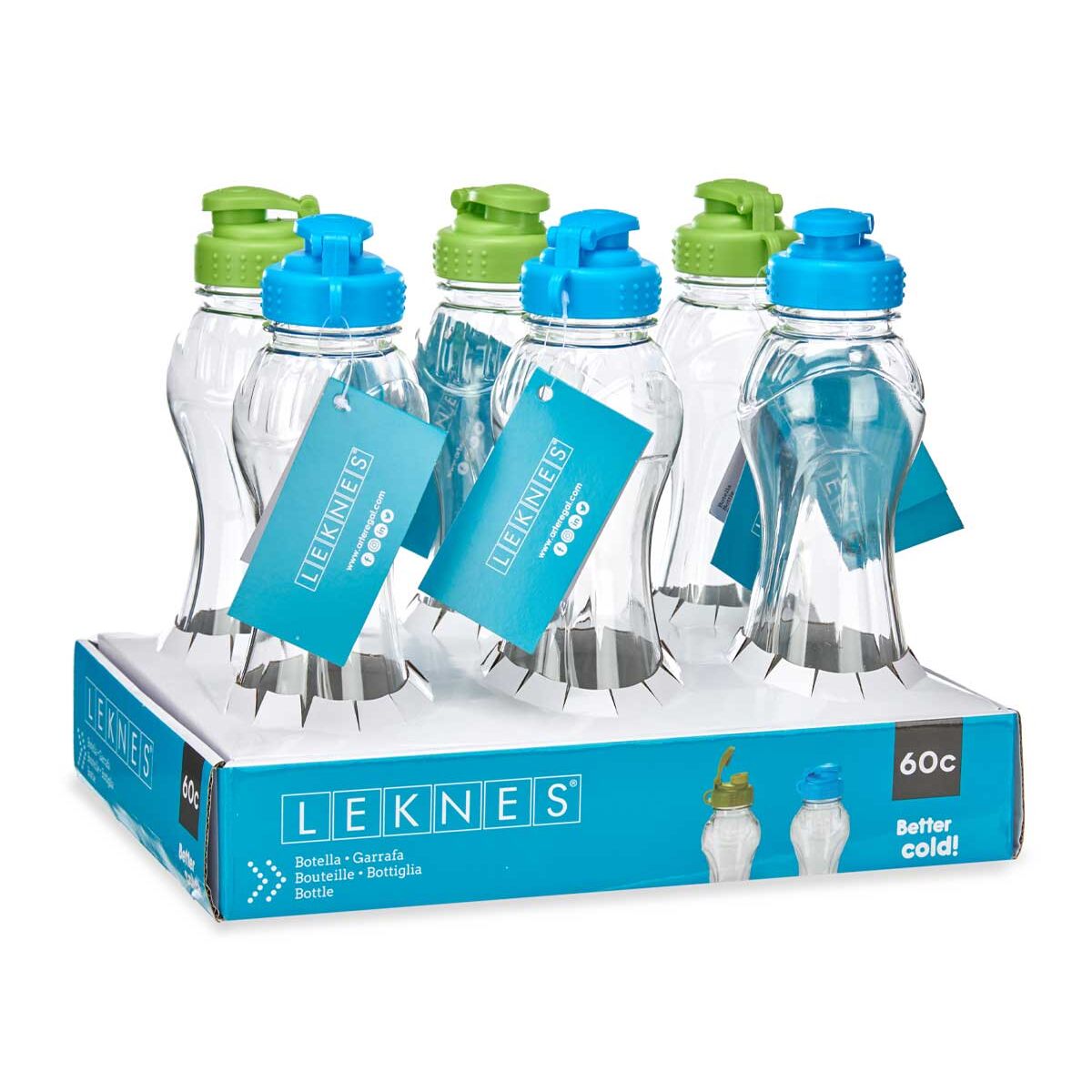 Borraccia Leknes Azzurro Verde Polipropilene Polietilentereftalato (pet) 600 Ml (6 Unità) - Image 4