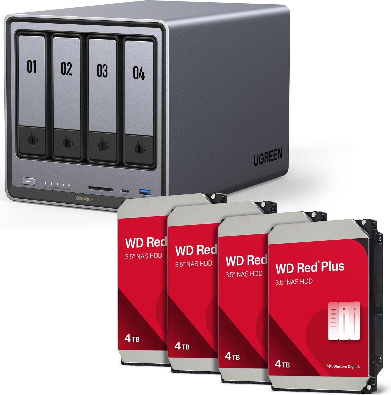 Ugreen Nasync Dxp4800+ Western Digital Festplatte 4 X (25372 & 4x Wd40efpx)
