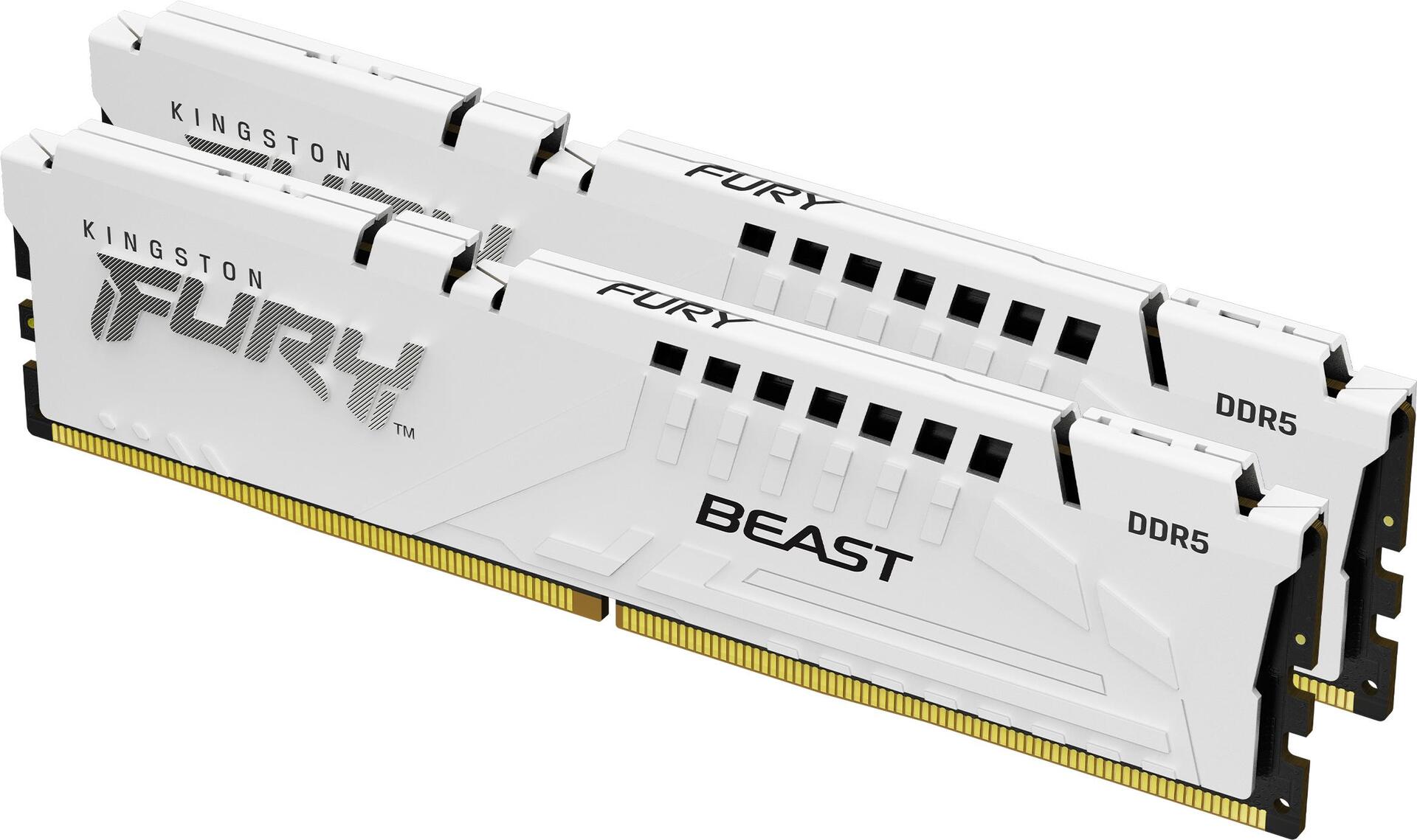 Kingston Fury Beast - Ddr5 - Kit - 32gb: 2 X 16gb - Dimm 288-Pin - 3000 Mhz / Pc5-48000 - Cl30 - ON-Die Ecc - Weiß (kf560c30bwek2-32)