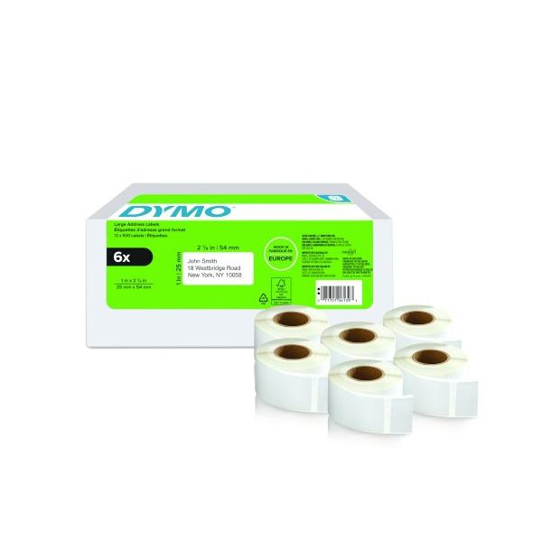 Dymo 2177564 Etichetta Per Stampante Bianco (dymo Labelwriter Self Adhesive Return Address Labels 25x54mm Roll 500 Labels [pack 6] 2177564)