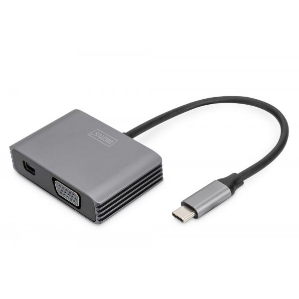 Adattatore Grafico Mini Displayport + Vga Usb TypE-C 4k 2in1 Digitus