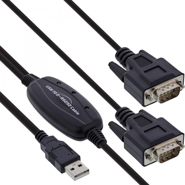 Inline Usb 2.0 Zu 2x Seriell Adapterkabel Stecker A An 2x 9pol Subd St - 1,5m