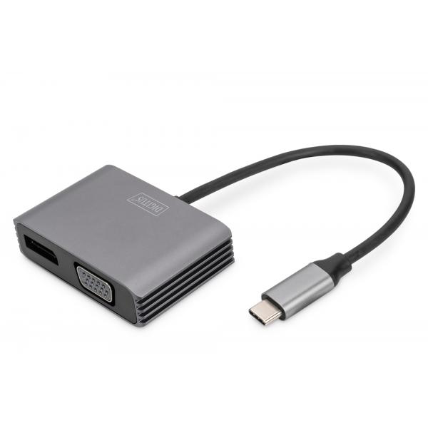 Adattatore Grafico Displayport + Vga Usb TypE-C 4k 2in1 Digitus