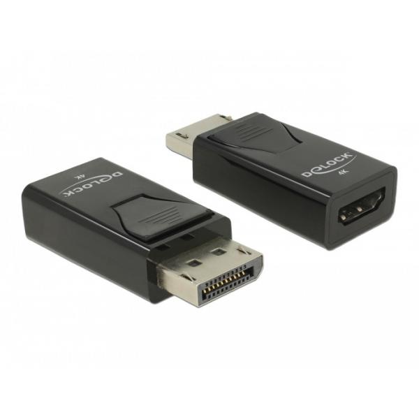 Adattatore Video Delock - Displayport Maschio A Hdmi Femmina - Nero - Convertitore Passivo, Supporta 4k 30 Hz (3840 X 2160)