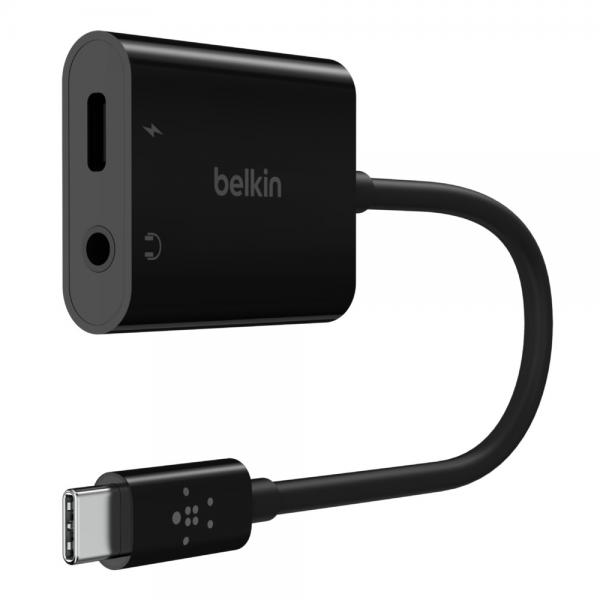 Belkin Rockstar - Adattatore Di Ricarica/jack Da UsB-C A Cuffie - UsB-C Maschio A 24 Pin A UsB-C A 24 Pin, Mini Plug Femmina - 19,6 Cm - Usb Power de