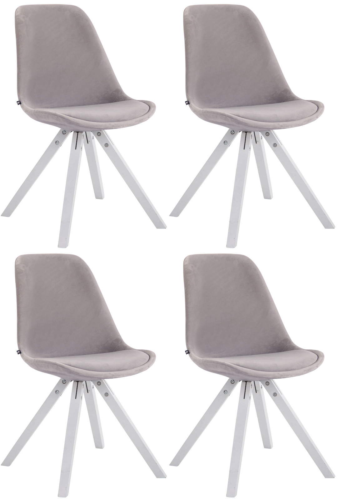 4er Set Stühle Toulouse Samt Square Weiß
