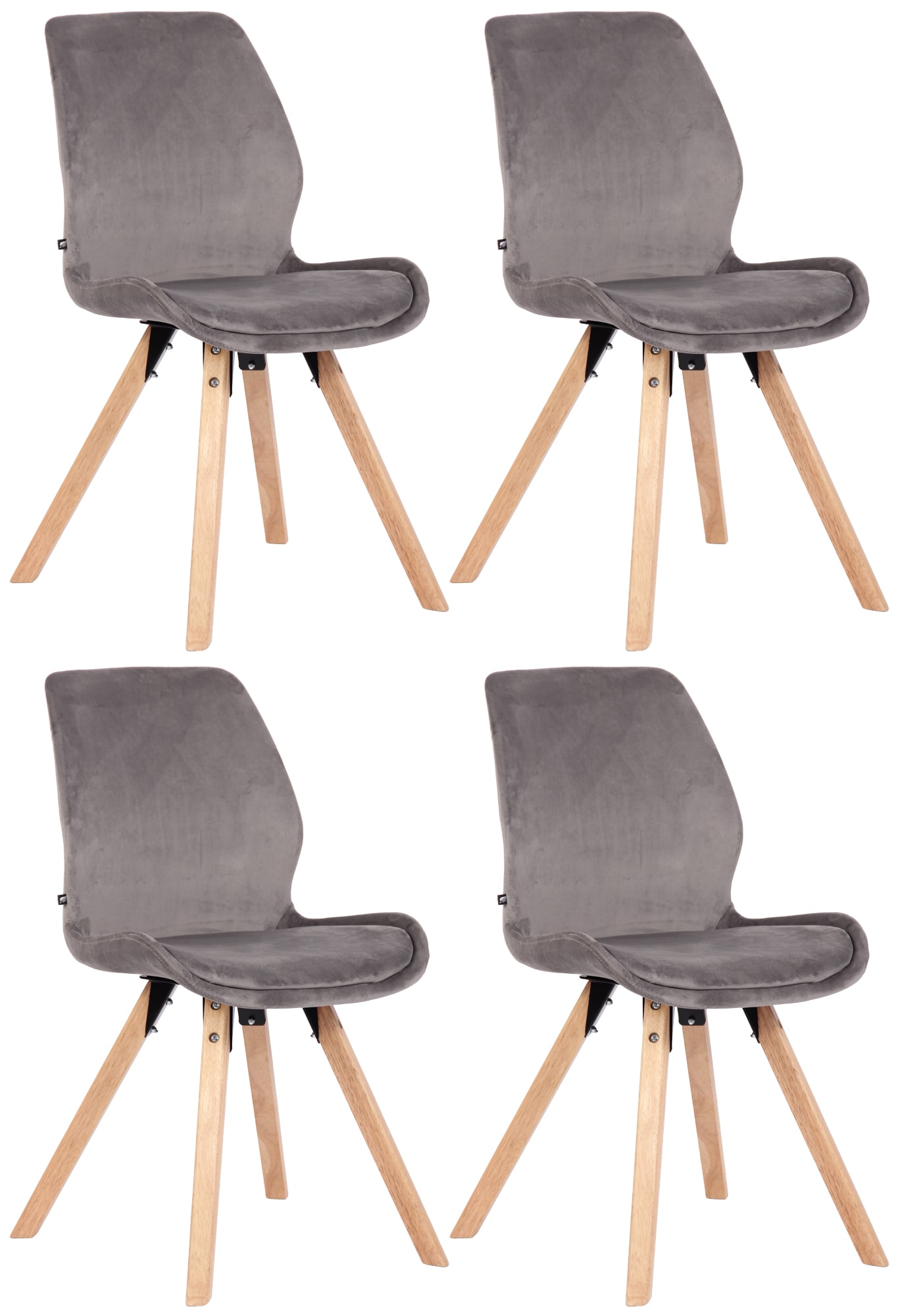 4er Set Stuhl Luna Samt