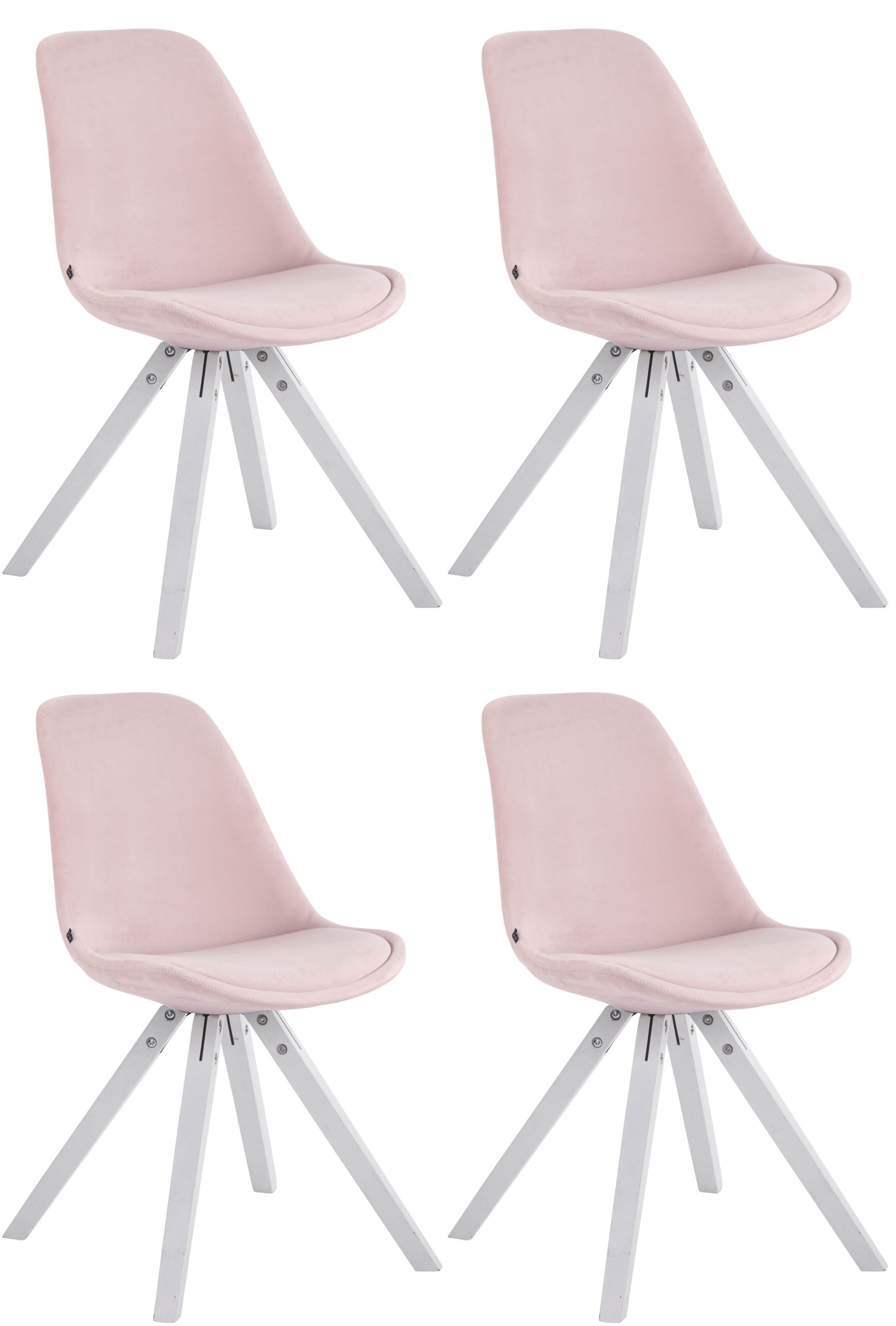 4er Set Stühle Toulouse Samt Square Weiß