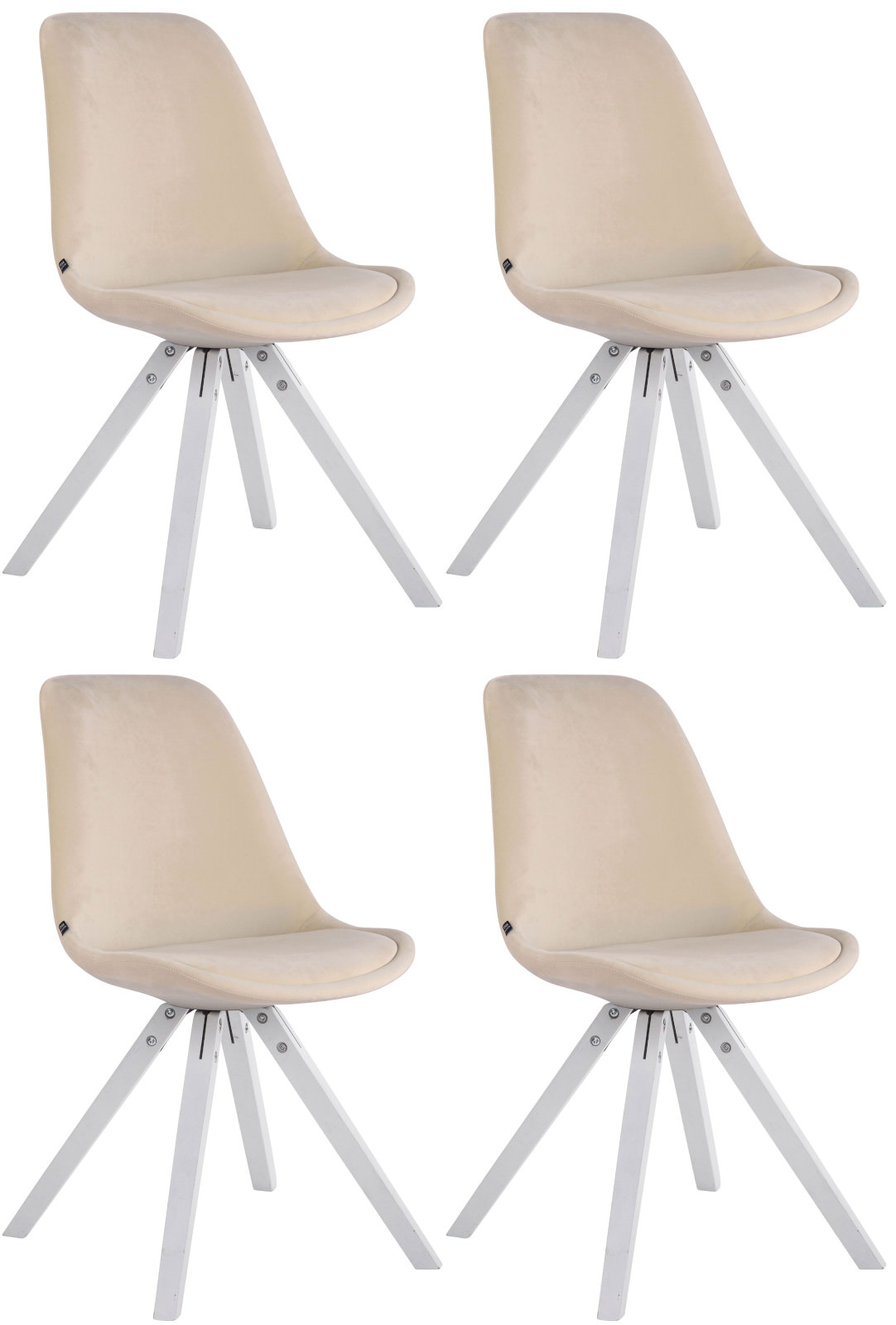 4er Set Stühle Toulouse Samt Square Weiß