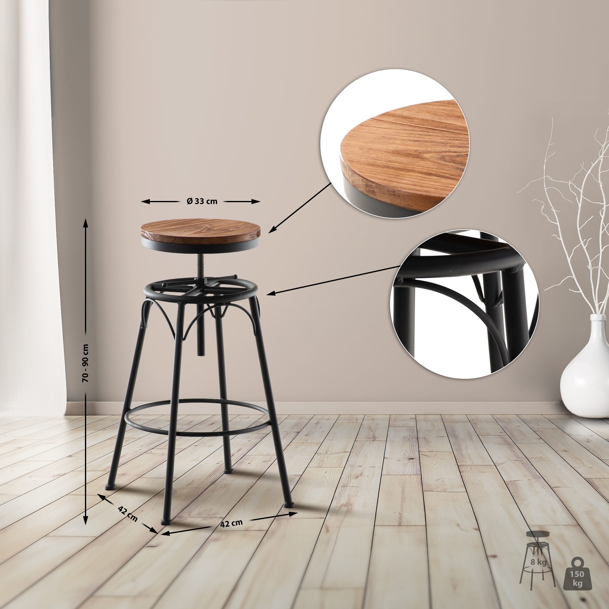 2er Set Barhocker Beam - Image 3