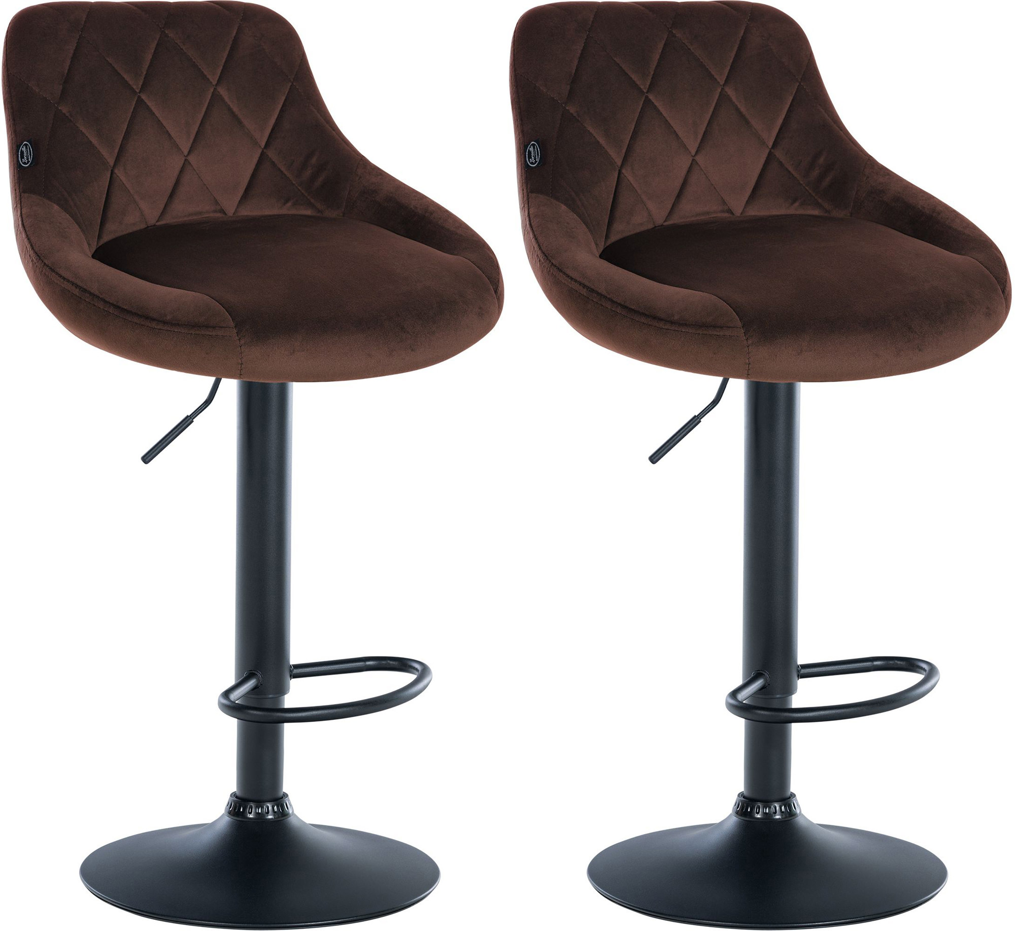 2er Set Barhocker Lazio Samt Schwarz