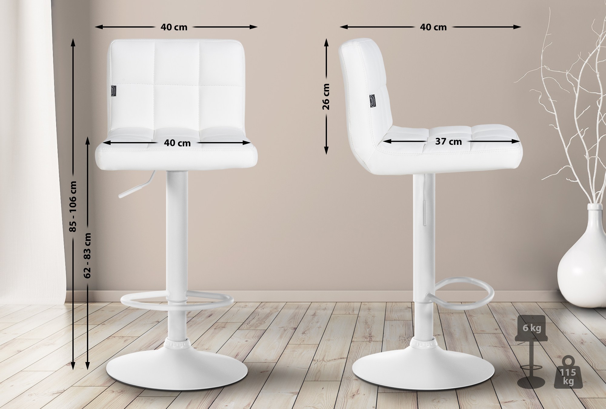 4er Set Barhocker Feni Kunstleder Weiß