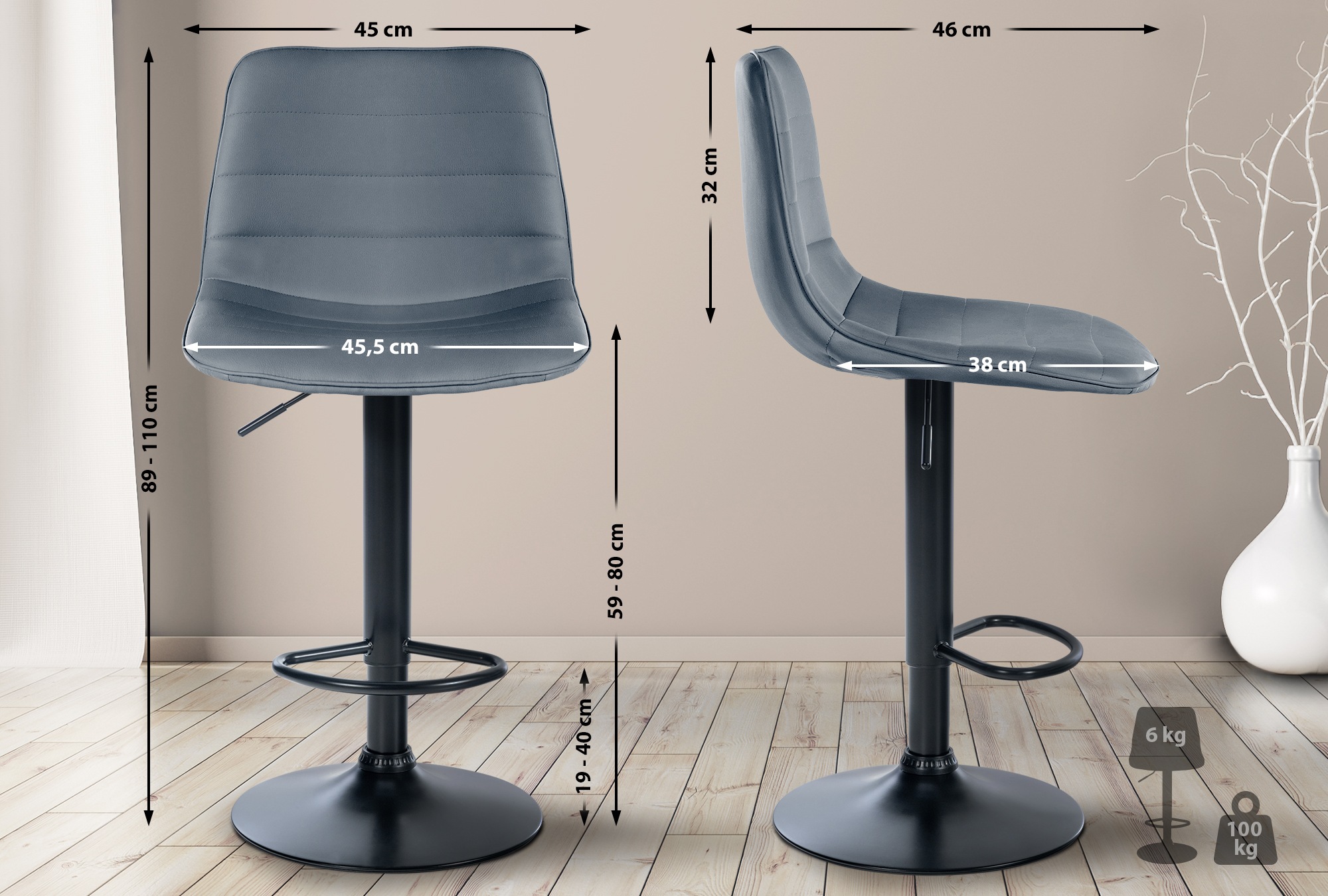 2er Set Barhocker Lex Kunstleder B - Image 6