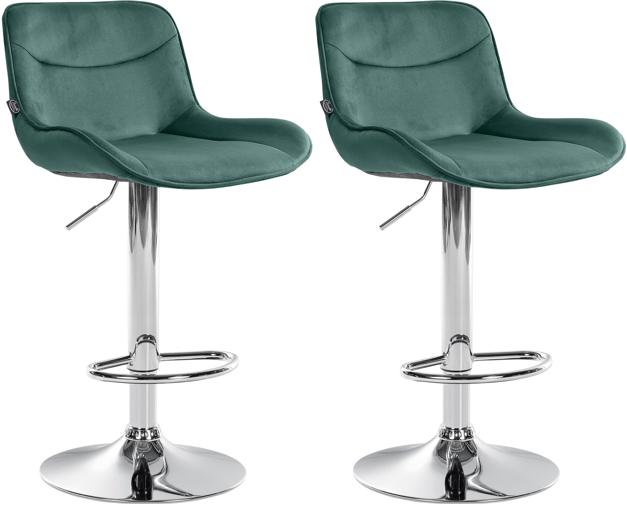 2er Set Barhocker Vonore Samt Chrom