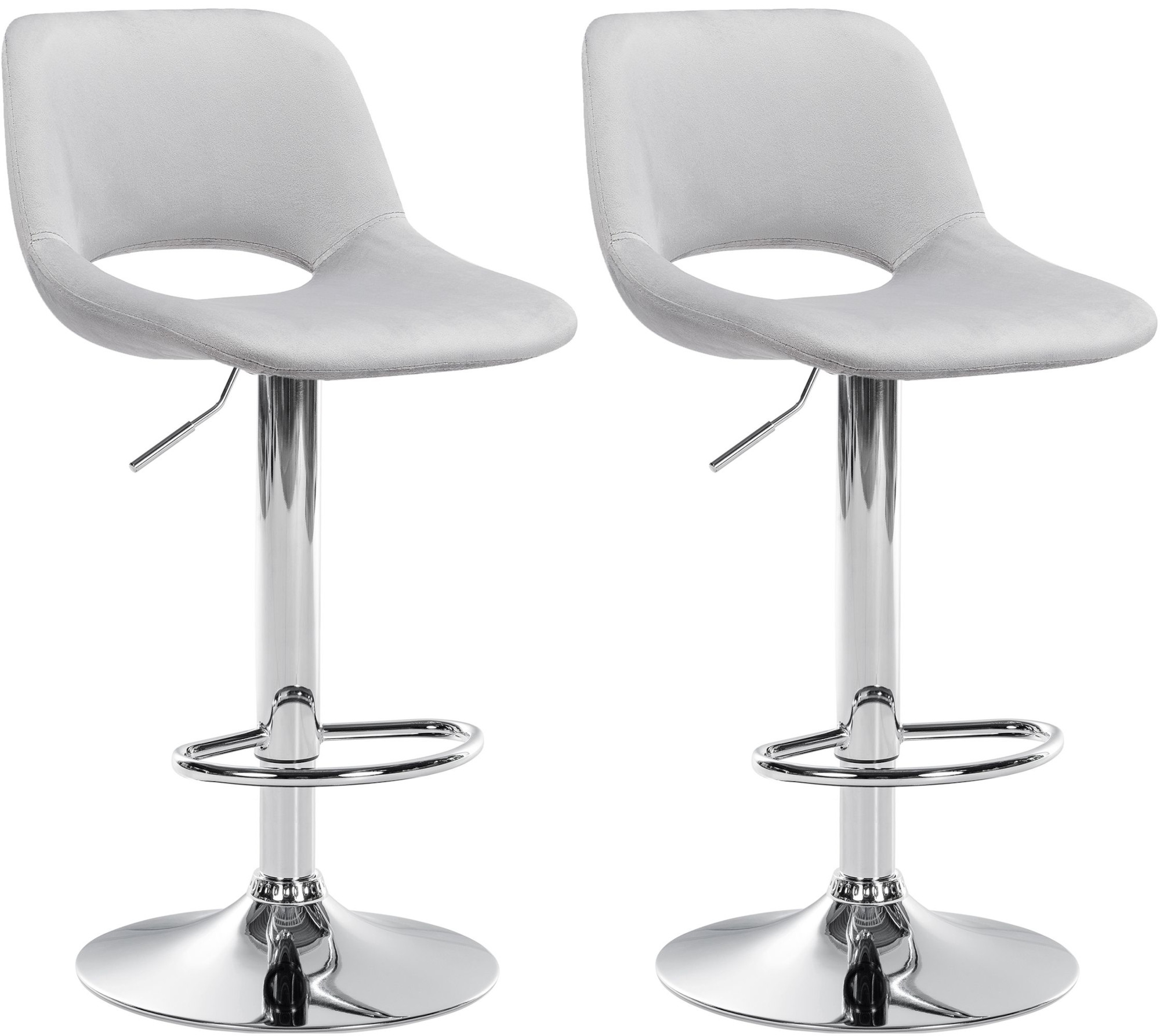 2er Set Barhocker Camden Samt Chrom - Image 4