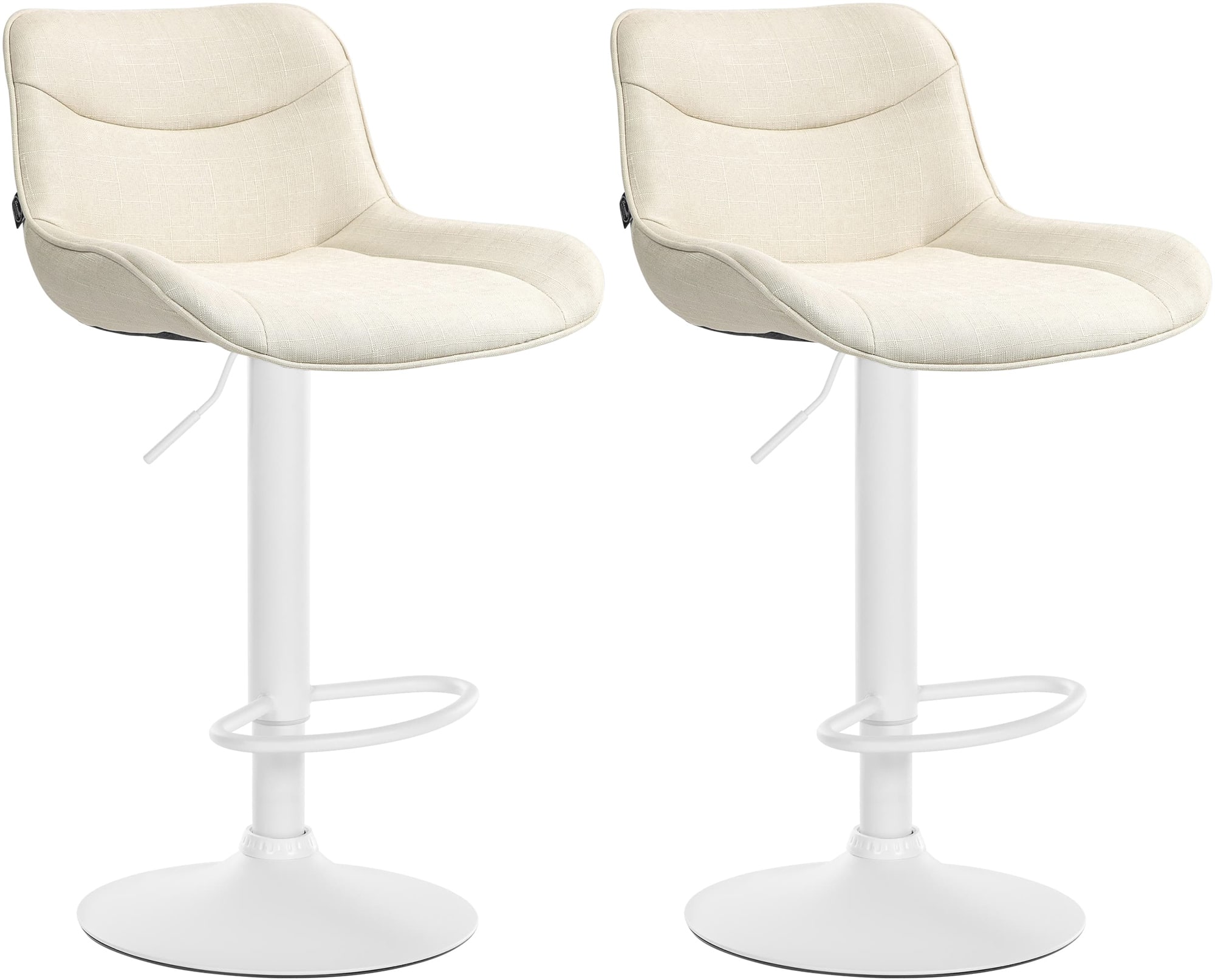2er Set Barhocker Vonore Stoff Weiß
