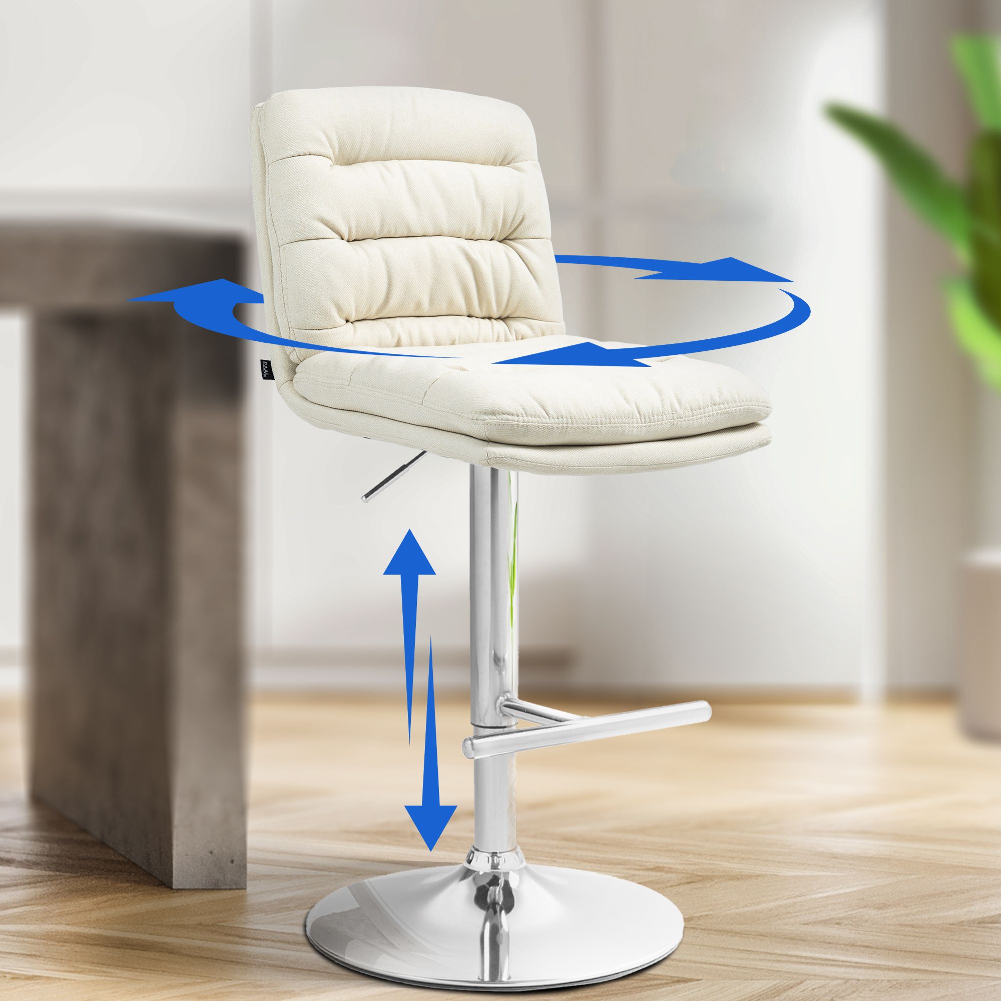 2er Set Barhocker Damar Stoff Chrom - Image 3